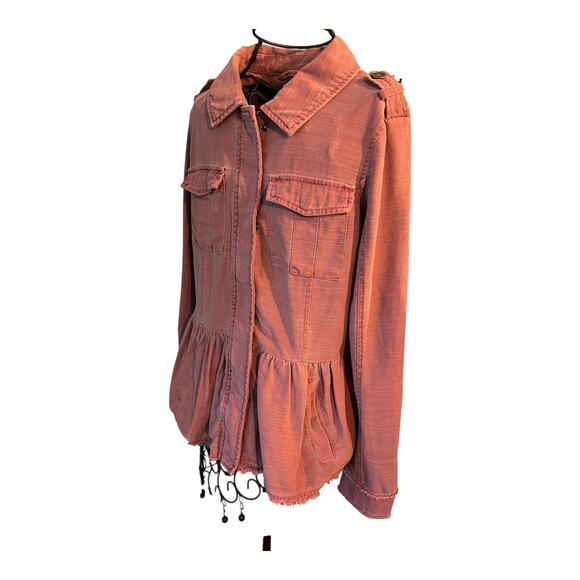 Altar’d State Mauve Raw Hem Peplum Utility Jacket Women’s Size L Lightweight - Picture 2 of 13